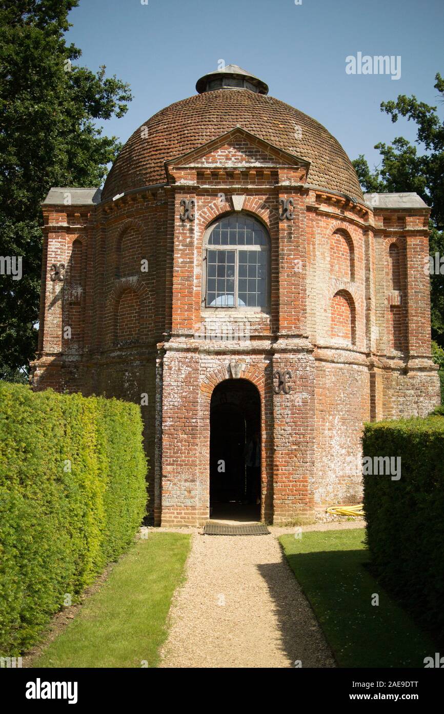 Red-brick Tudor summerhouse at The Vyne, featuring one of the earliest neo-classical domes in England Stock Photo