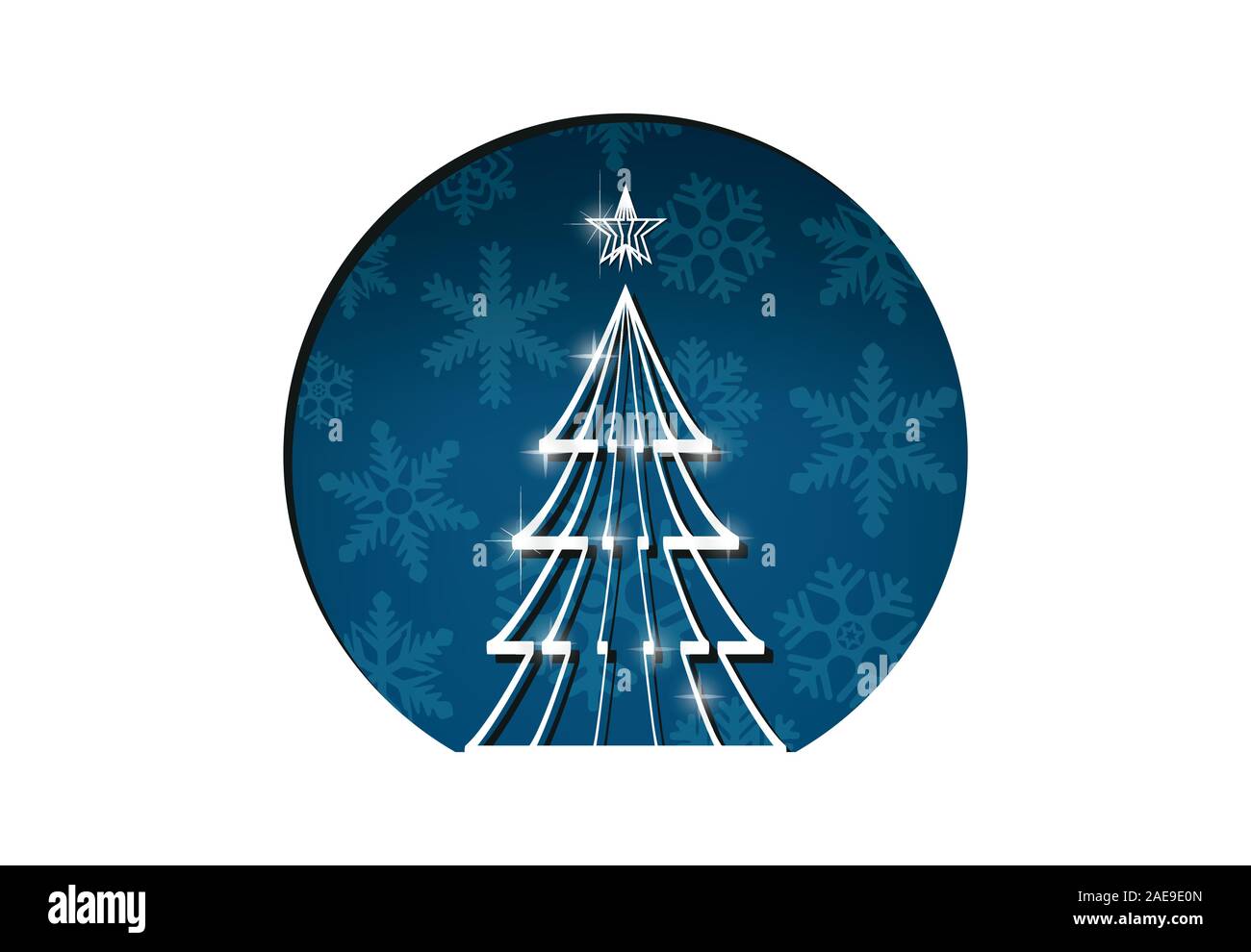 White Christmas tree, vector illustration with depth and round snowy ...