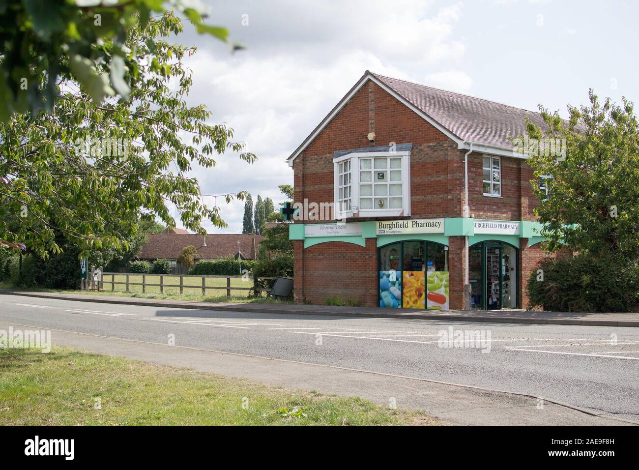 Burghfield Pharmacy and Auclum Green. Reading Road, Burghfield Common
