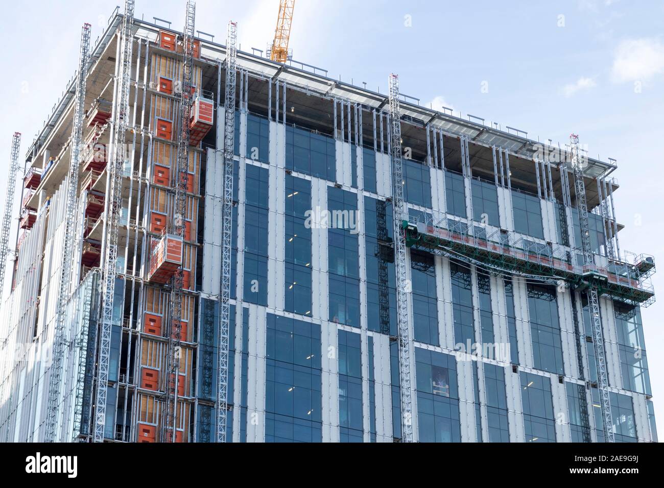 high rise building under construction in downtown Portland Oregon Stock