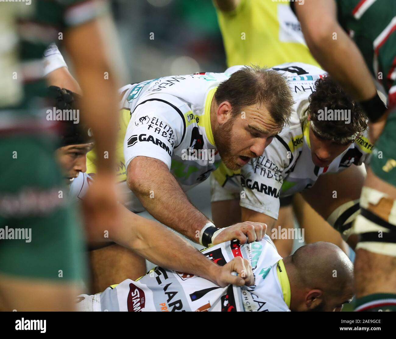 07 12 19 Leicester England Rugby Union Lorenzo Cittadini On The Charge Calvisano During The European Challenge Cup Round 3 Match Played Between Leicester Tigers And Rugby Calvisano At The Welford Road Stadium Leicester C