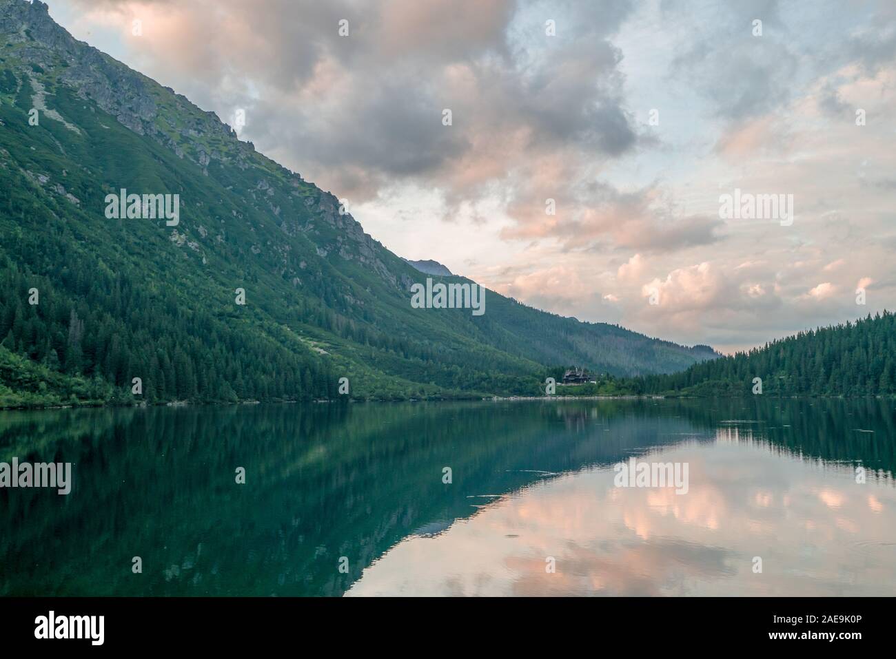 Beautiful reflexions at the mountain lake Stock Photo