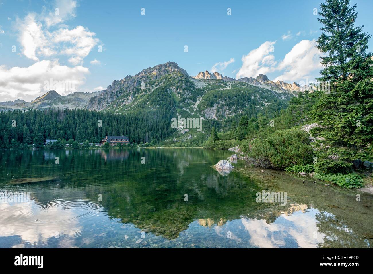 Beautiful atmosphere at the mountain lake Popradské, Slovakia Stock Photo