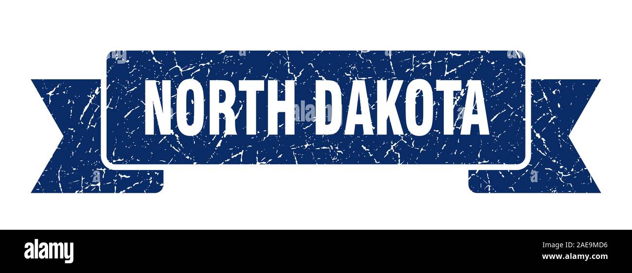 North Dakota ribbon. Blue North Dakota grunge band sign Stock Vector