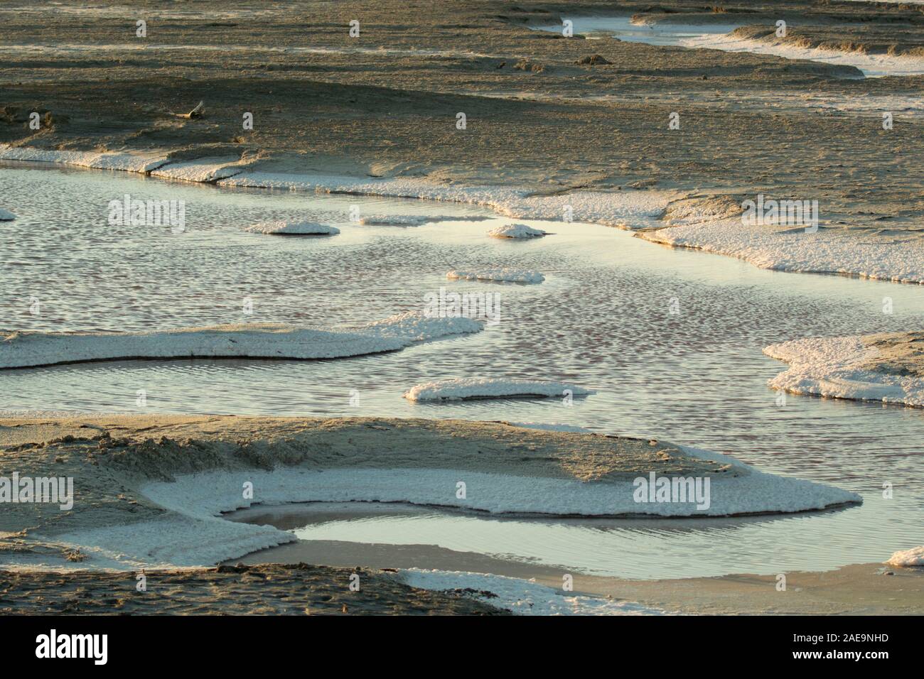 Salt ponds at the former Cargill Salt Company in Alviso, San Jose - now a wildlife refuge where marshlands are being restored & returned to nature Stock Photo