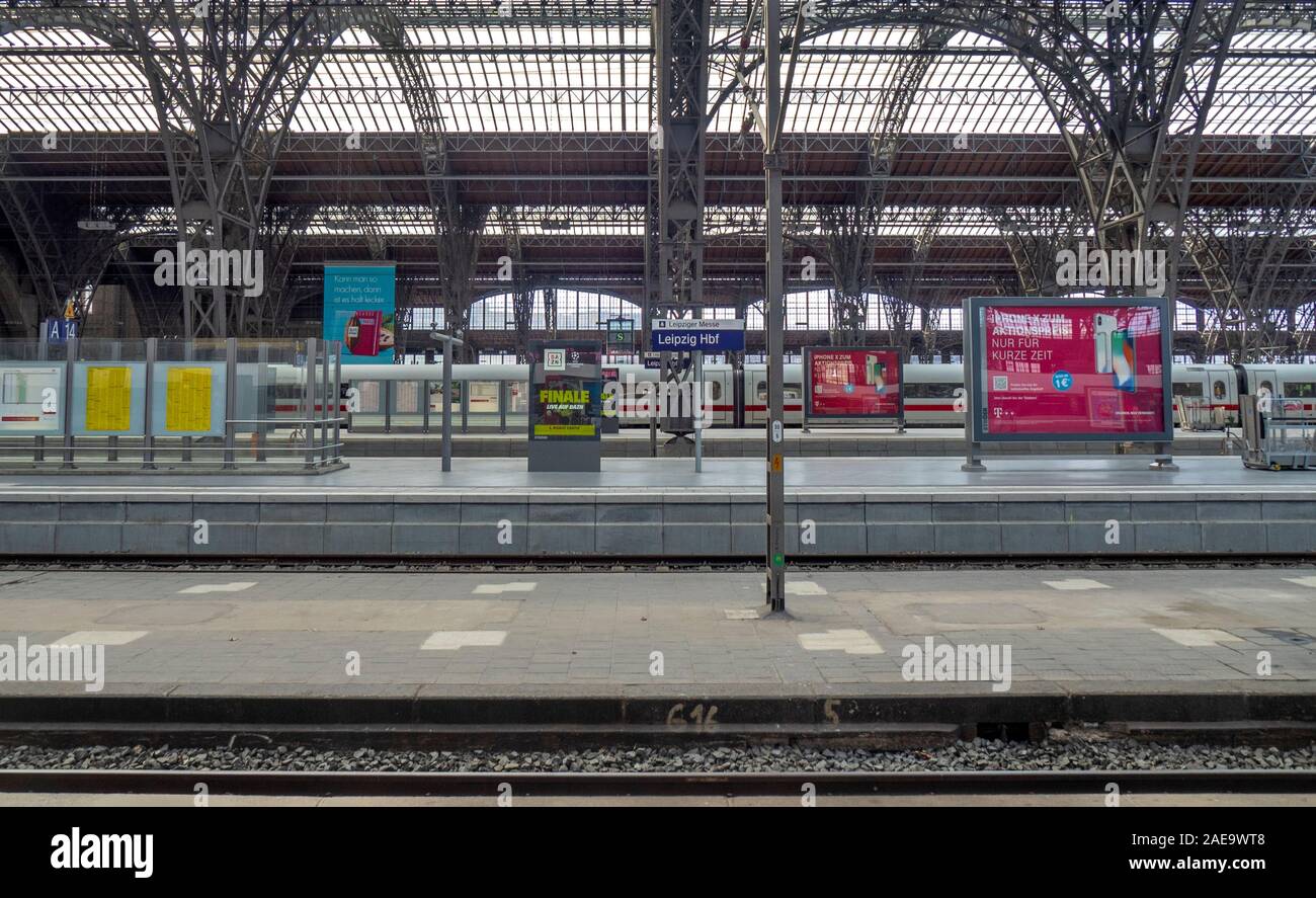 Platforms at Leipzig Hauptbahnhof Central Train Station Leipzig Saxony Germany Stock Photo