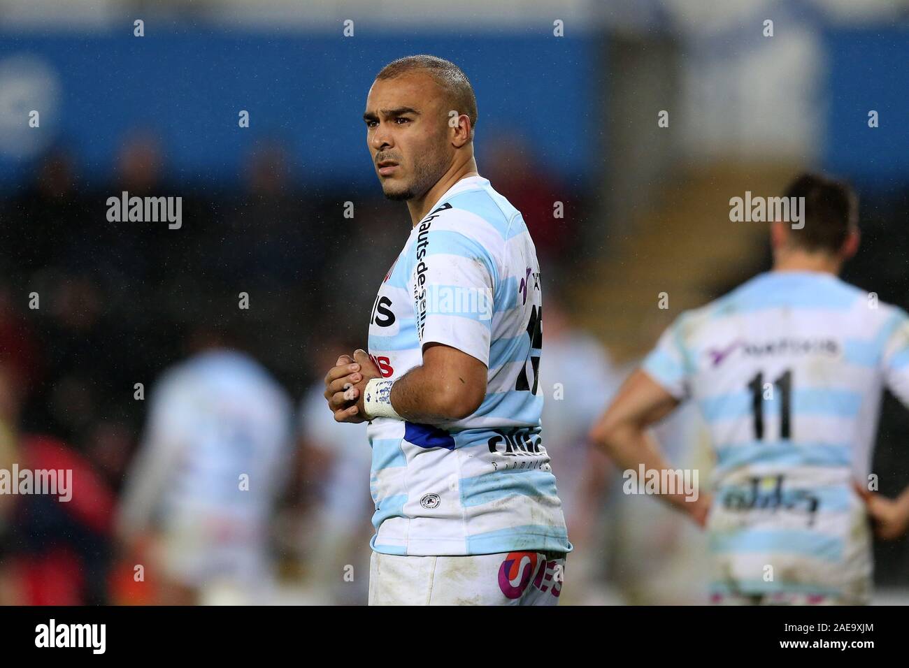 Swansea, UK. 07th Dec, 2019. Simon Zebo of Racing 92 looks on. Heineken champions cup match, pool 4, Ospreys v Racing 92 rugby at the Liberty Stadium in Swansea, South Wales on Saturday 7th December 2019. pic by Andrew Orchard, Credit: Andrew Orchard sports photography/Alamy Live News Stock Photo