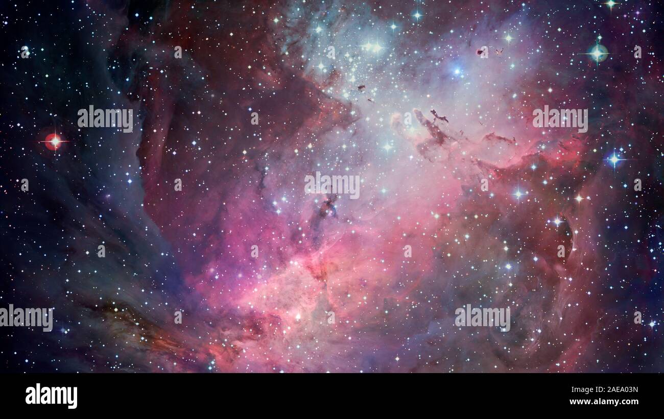 Colored nebula and open cluster of stars in the universe. Elements of this image furnished by NASA Stock Photo