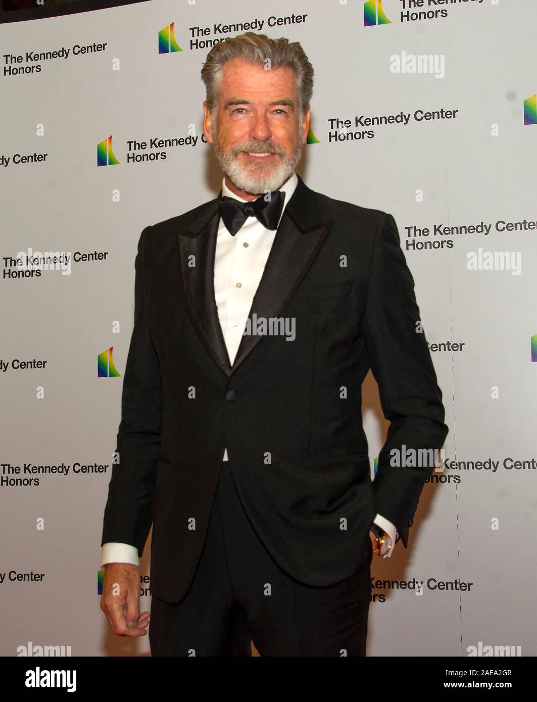 Washington DC, USA. 07th Dec, 2019. Pierce Brosnan arrives for the formal Artist's Dinner honoring the recipients of the 42nd Annual Kennedy Center Honors at the United States Department of State in Washington, DC on Saturday, December 7, 2019. The 2019 honorees are: Earth, Wind & Fire, Sally Field, Linda Ronstadt, Sesame Street, and Michael Tilson Thomas.Credit: Ron Sachs/Pool via CNP | usage worldwide Credit: dpa/Alamy Live News Stock Photo