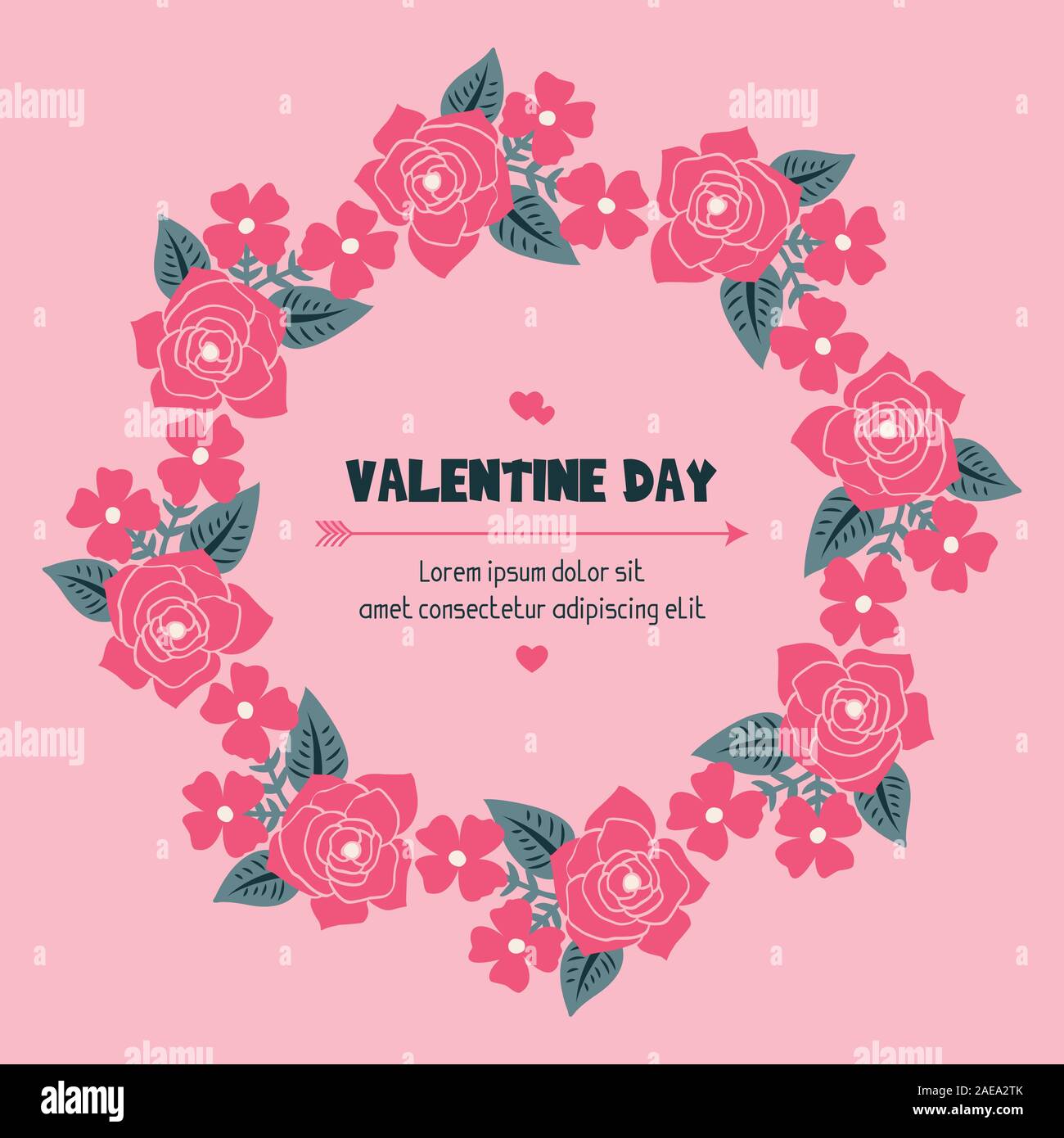 Template of valentine day background, with cute pink flower frame ...