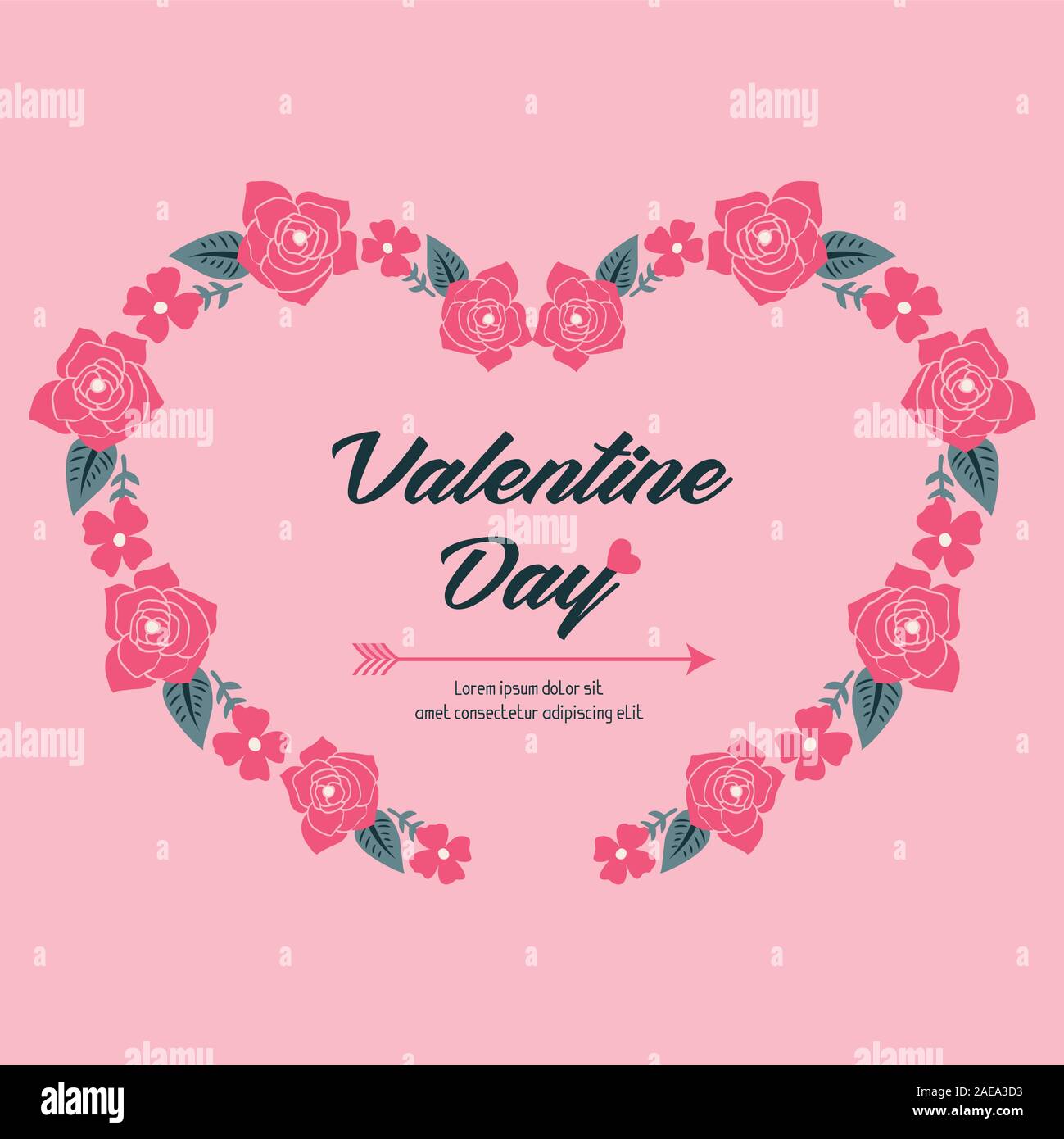 Design for valentine day greeting card, with leaf flower frame ornament ...