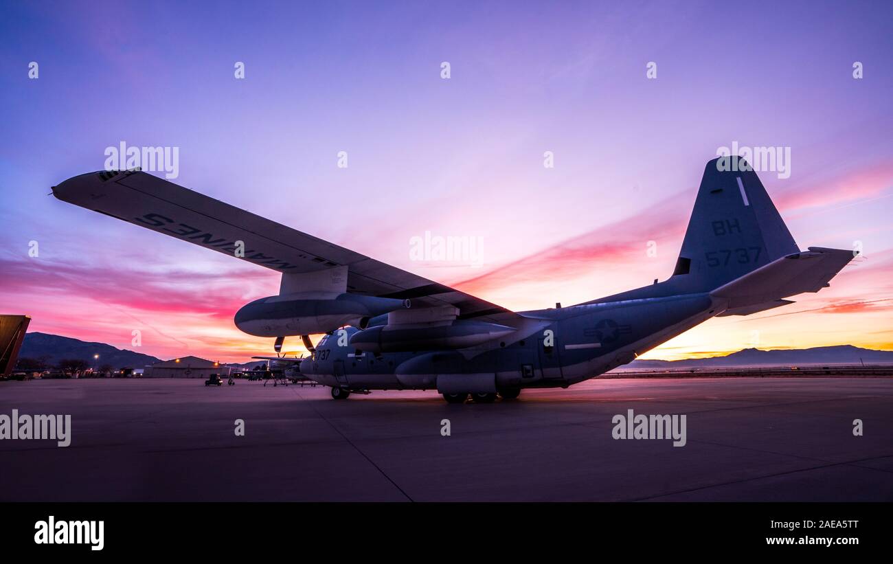 Sunrise over the flight line on Kirtland Air Force Base, Albuquerque