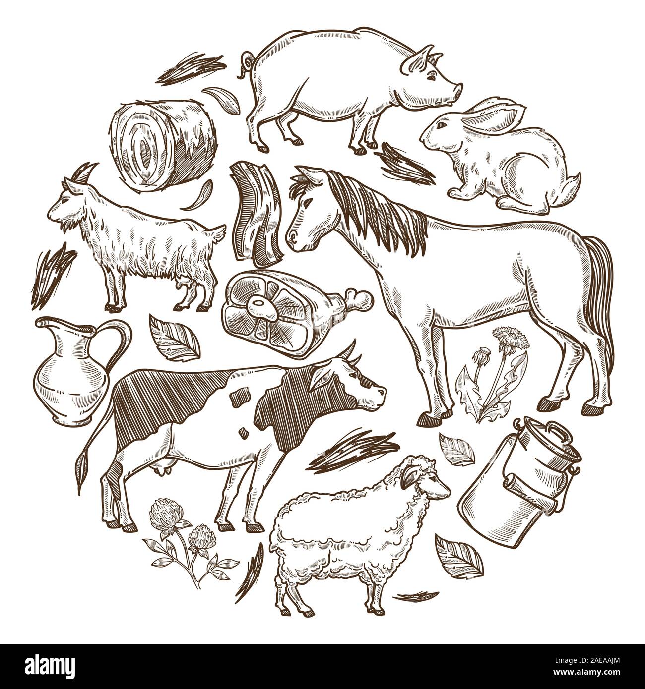 Livestock animals with farm meat and dairy products in circle Stock Vector Image & Art - Alamy Livestock animals with farm meat and dairy products in circle Stock Vector Image & Art - Alamy