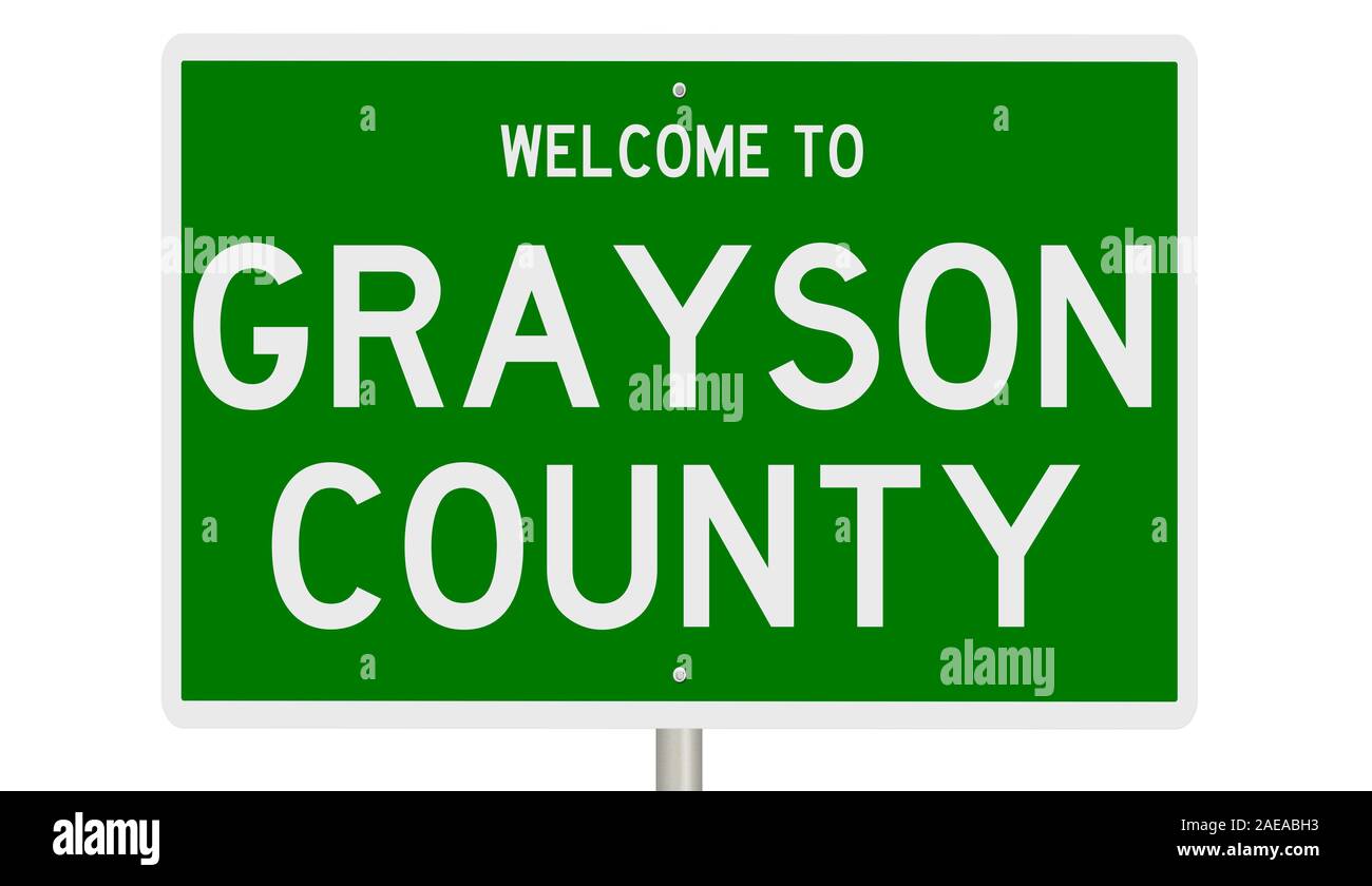 Rendering of a 3d green highway sign for Grayson County Stock Photo Alamy