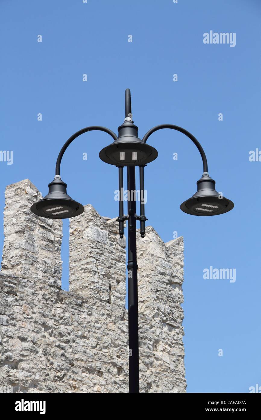 Three vintage street lamps hi-res stock photography and images - Alamy