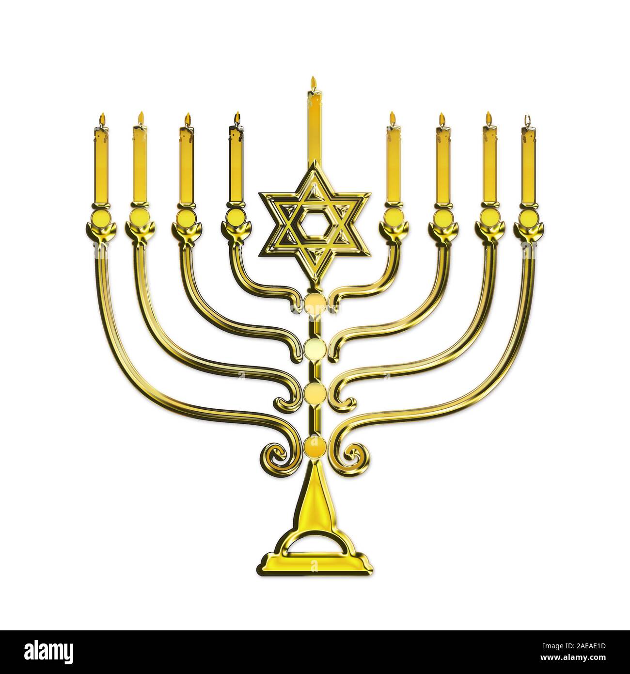 Jewish menorah for Hanukkah, Jewish festival of lights decoration symbol. Stock Photo