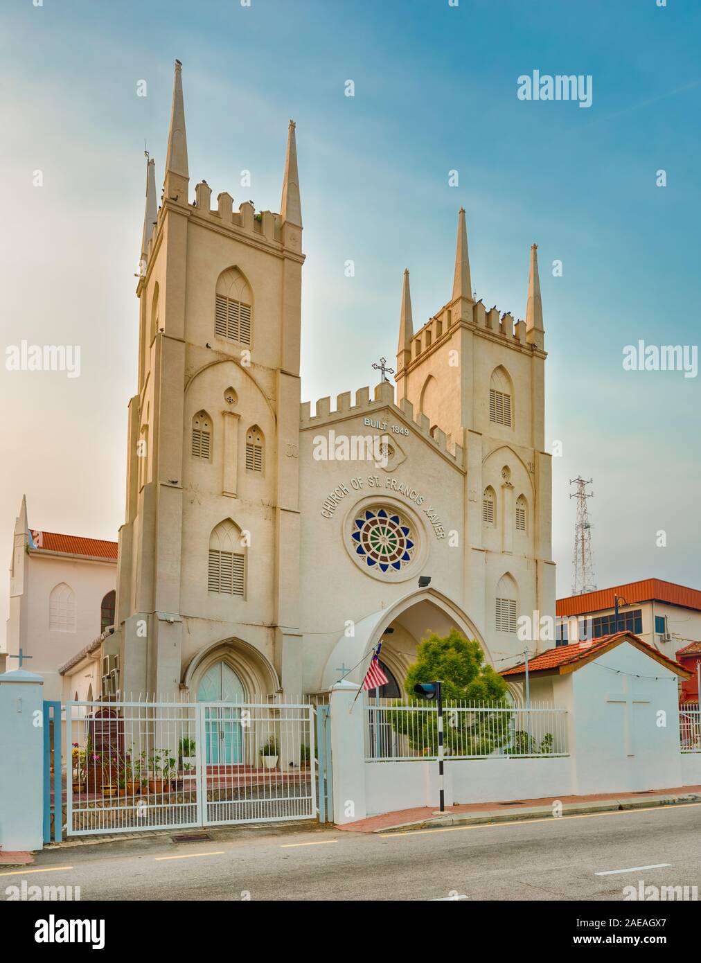 Church of St Francis Xavier at sunrise time. Melaka, Malaysia Stock
