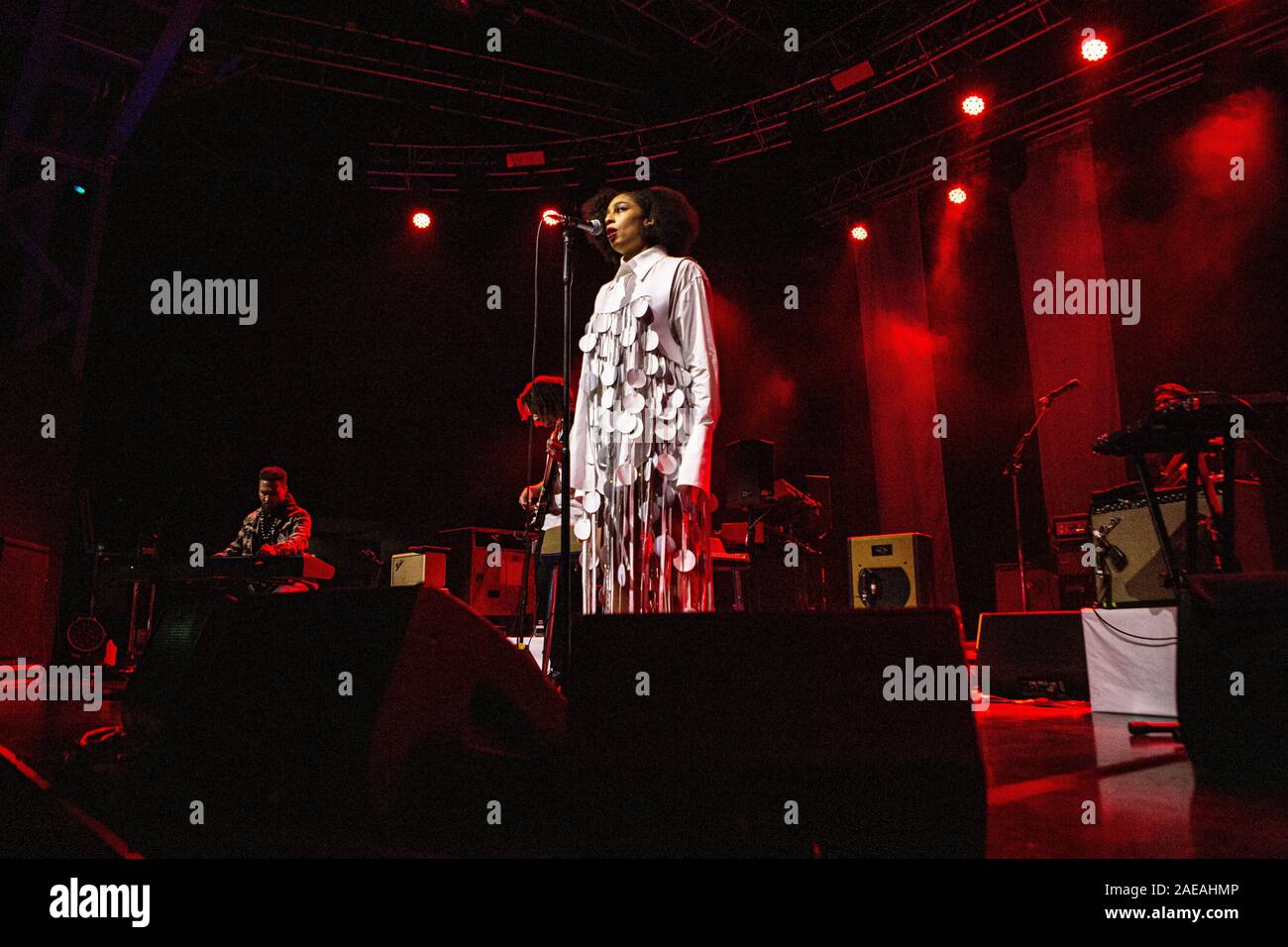 Milan Italy. 07 December 2019. The American/British singer and songwriter Celeste Epiphany Waite known mononymously as CELESTE performs live on stage at Fabrique opening the show of Michael Kiwanuka. Stock Photo