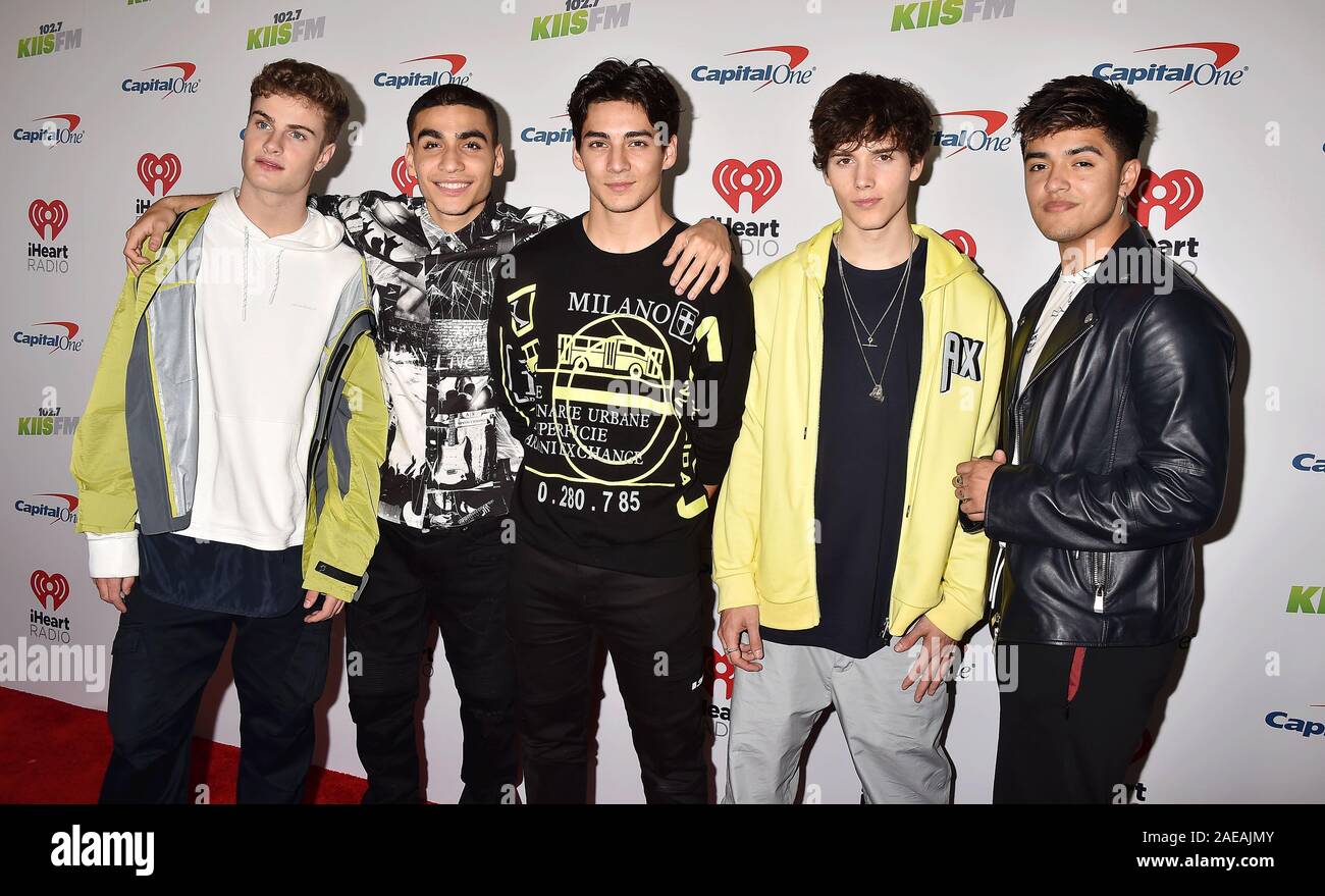 INGLEWOOD, CA - DECEMBER 06: (L-R) Brady Tutton, Drew Ramos, Chance Perez, Michael Conor and Sergio Calderon of In Real Life attends 102.7 KIIS FM's Jingle Ball 2019 Presented by Capital One at the Forum on December 6, 2019 in Los Angeles, California. Stock Photo