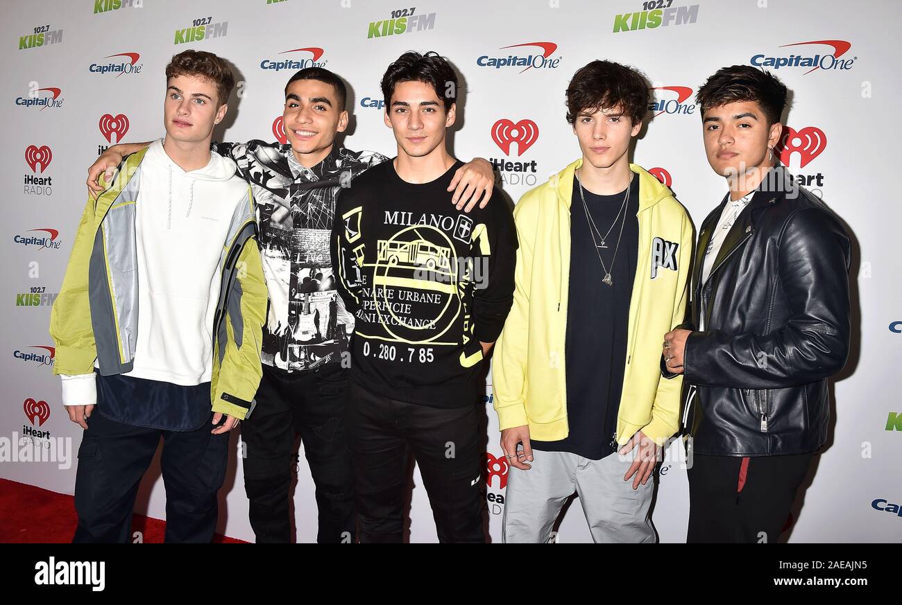 INGLEWOOD, CA - DECEMBER 06: (L-R) Brady Tutton, Drew Ramos, Chance Perez, Michael Conor and Sergio Calderon of In Real Life attends 102.7 KIIS FM's Jingle Ball 2019 Presented by Capital One at the Forum on December 6, 2019 in Los Angeles, California. Stock Photo