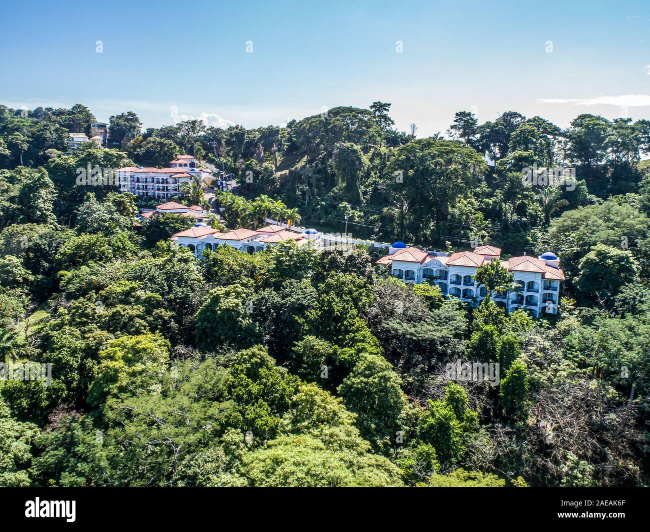 Aerial view of jungle surrounding the Shana by the beach hotel in