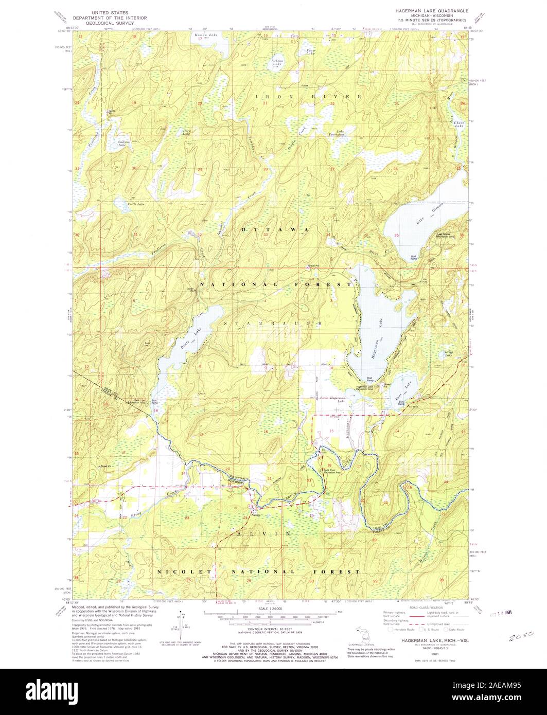 MI Hagerman Lake 276272 1981 24000 Restoration Stock Photo Alamy