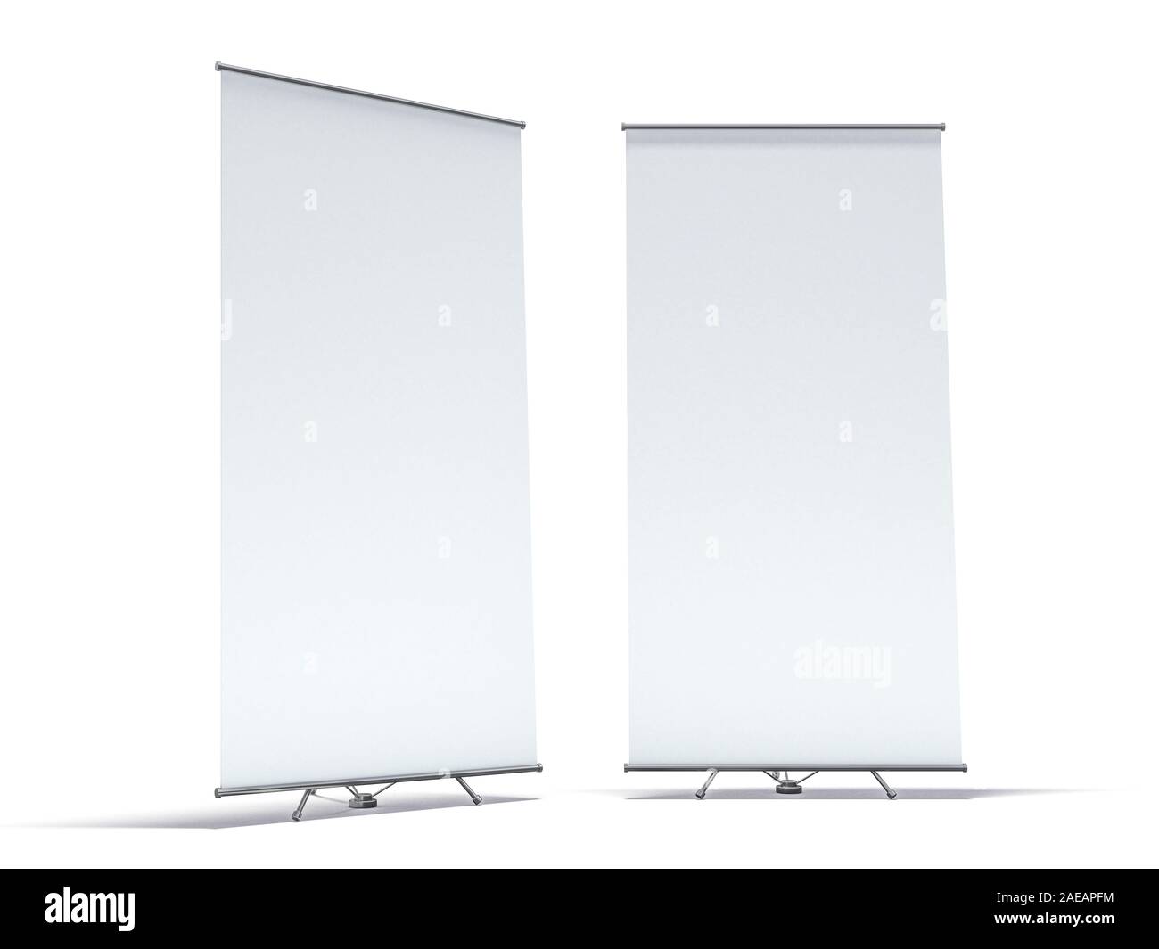 Blank roll up banner display. Template mockup. 3D rendering Stock Photo -  Alamy
