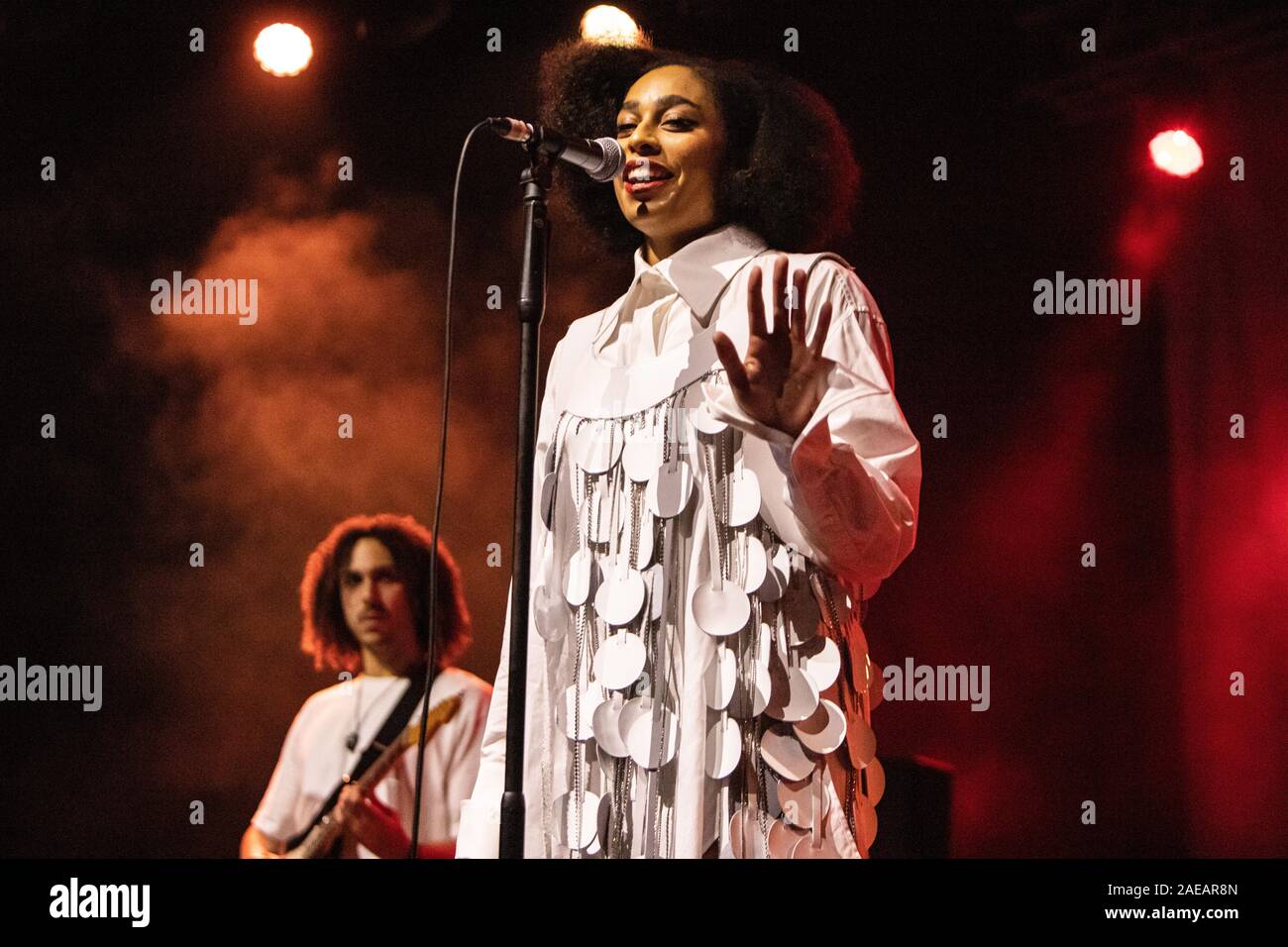 Milan Italy. 07 December 2019. The American/British singer and songwriter Celeste Epiphany Waite known mononymously as CELESTE performs live on stage at Fabrique opening the show of Michael Kiwanuka. Stock Photo