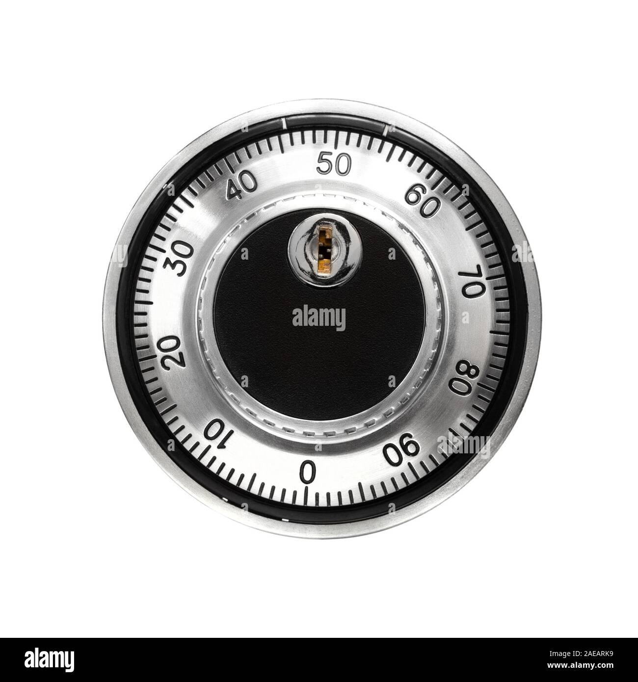 Steel combination lock, closeup. On a white background isolated Stock Photo