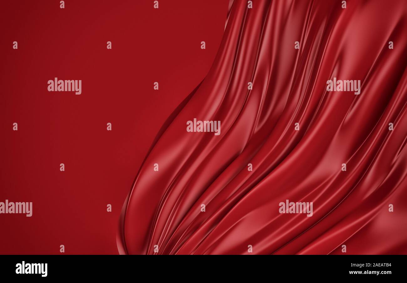 Red wavy background color splash, elegant classy design. 3d render Stock Photo