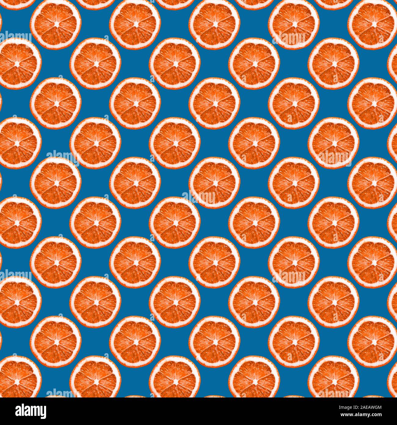 yellow lemon pattern on a classic blue background Stock Photo