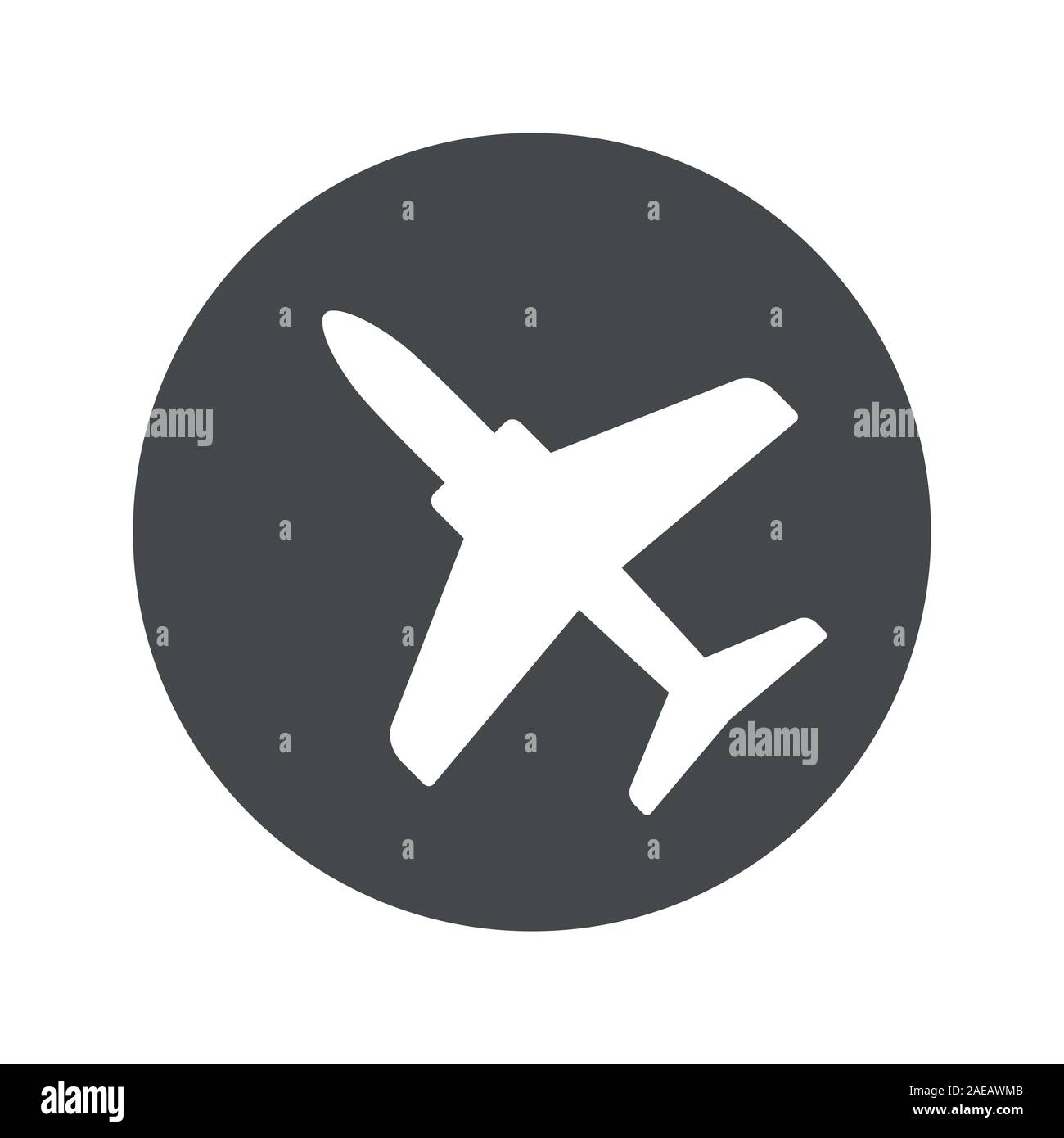 Airplane icon, plane symbol flat label in circle - vector symbol illustration Stock Vector