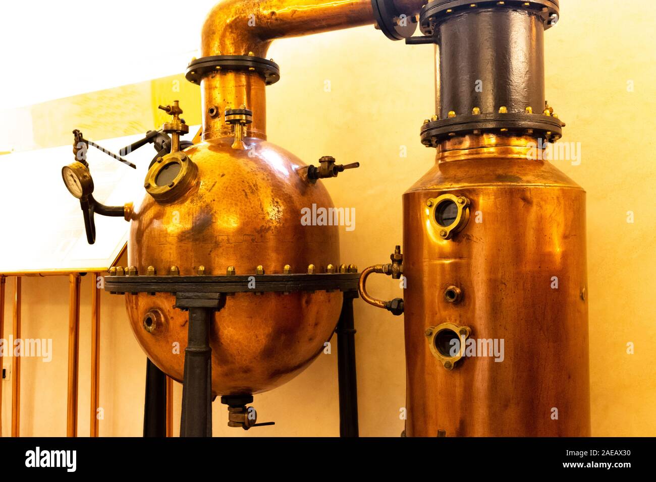 old metal alcohol distiller in the distillery Stock Photo - Alamy