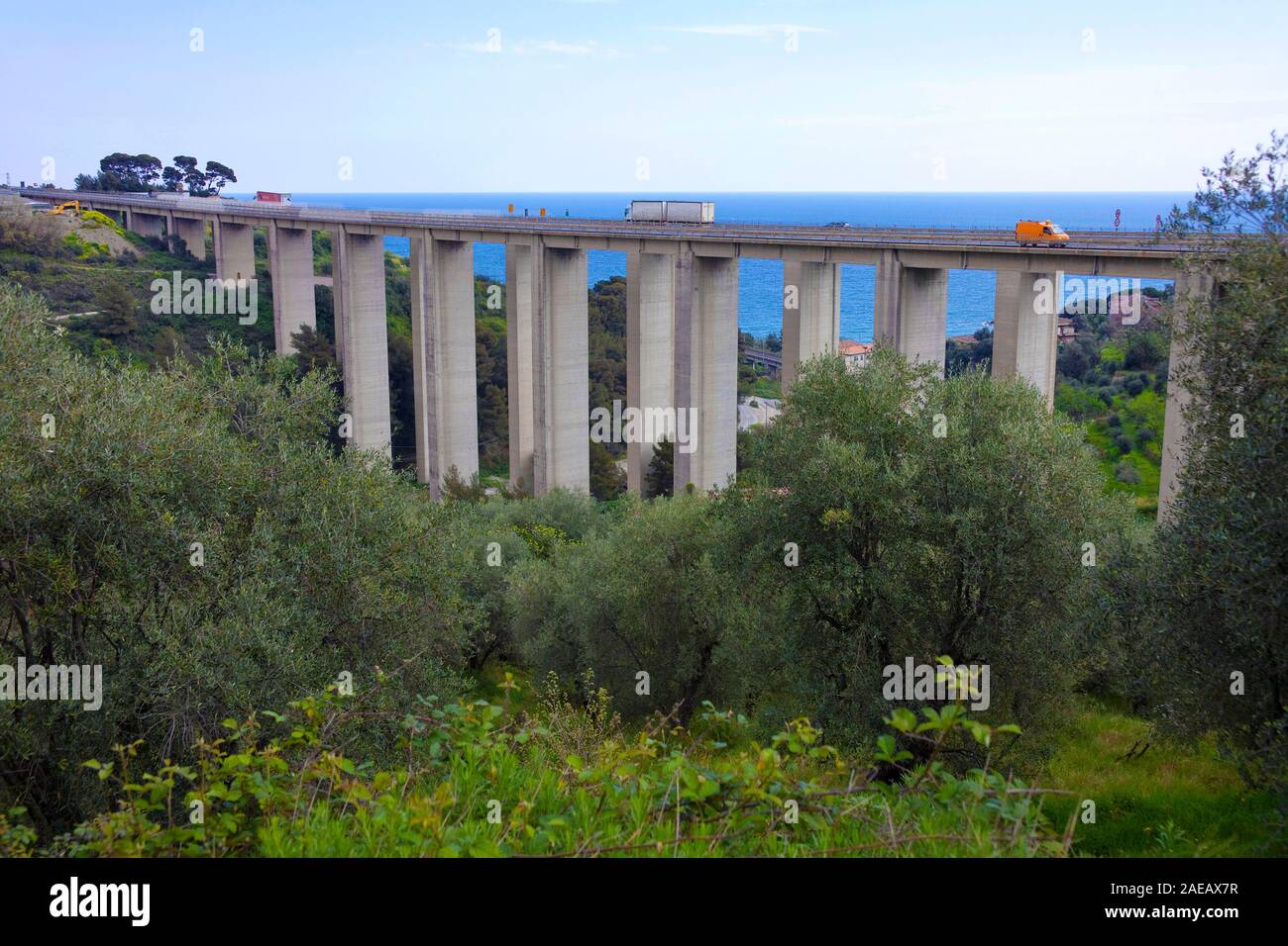 Taggia Viaduct, viaduct at Taggia, ligurian coast, Liguria, Italy Stock Photo