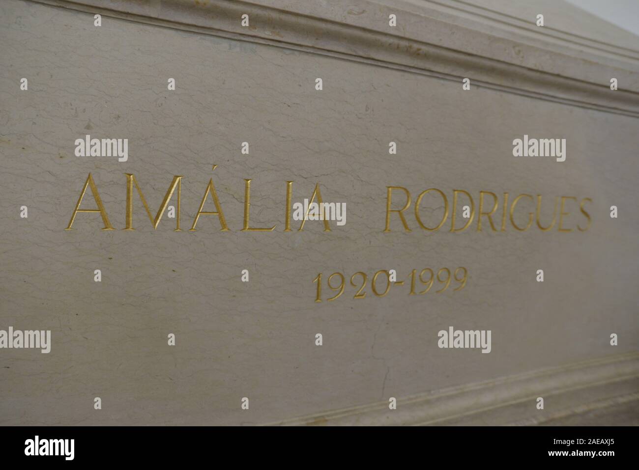 Tomb of Amália Rodrigues, the famous portuguese fado singer, in the National Pantheon of Portugal. Stock Photo