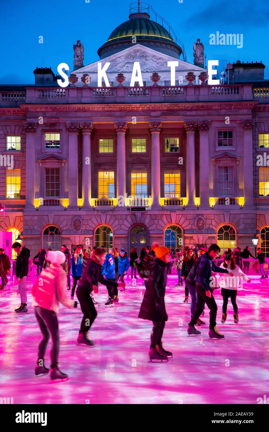 Ice rink at Somerset House, Somerset House Ice Rink, Christmas season in London Stock Photo Alamy