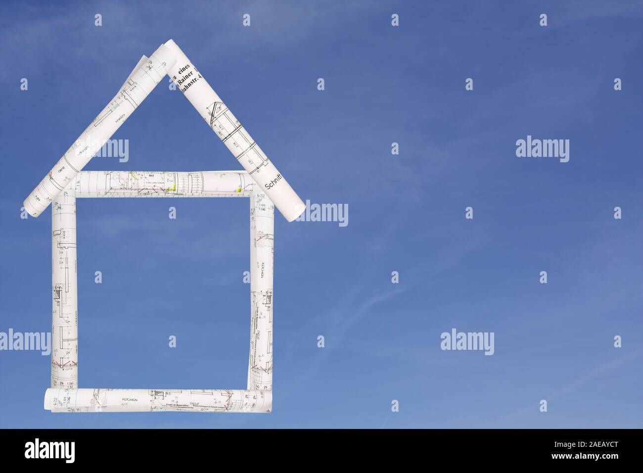Several blueprints by the architect Stock Photo