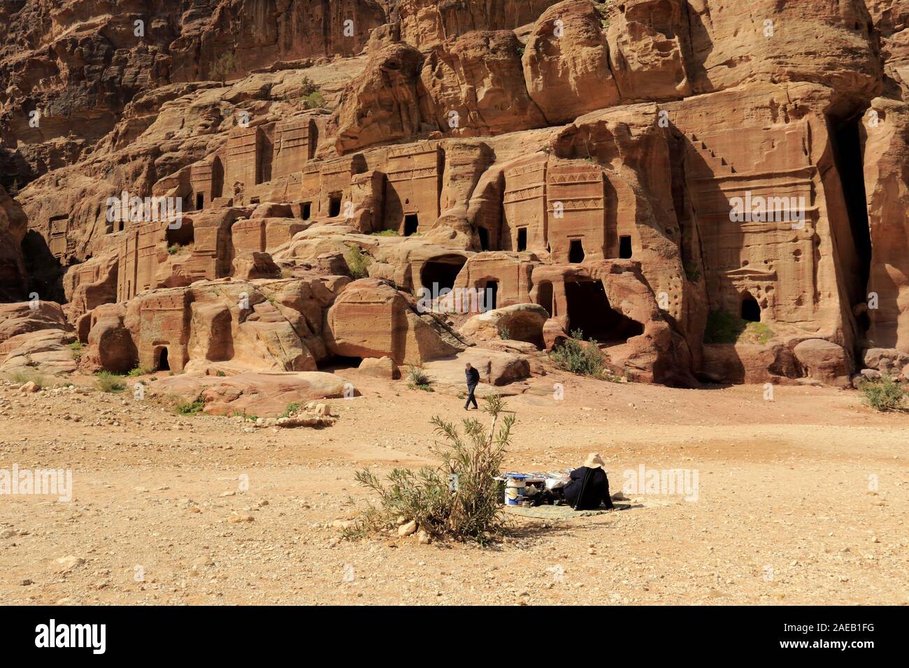 Street of facades in Petra Stock Photo