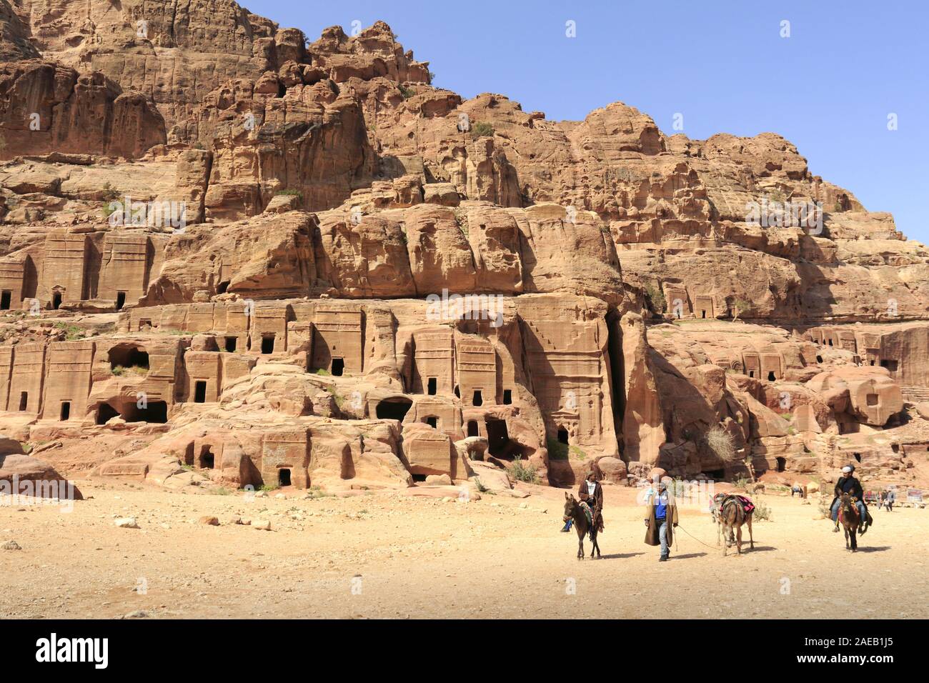 Street of facades in Petra Stock Photo
