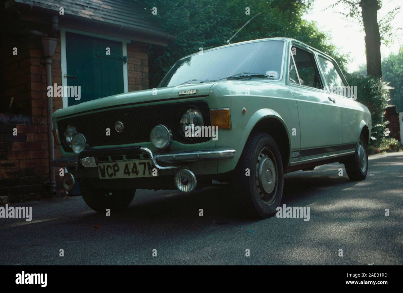 Old 1970's cars, Fiat 128 Rally, Shot around northern England, UK Stock Photo