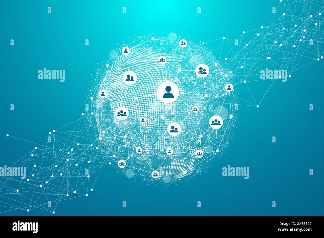 Global network connection concept. Big data visualization. Social ...