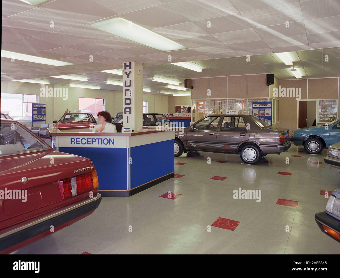 Issuzu car showroom in 1988, in Leeds west Yorkshire, Northern England, UK Stock Photo