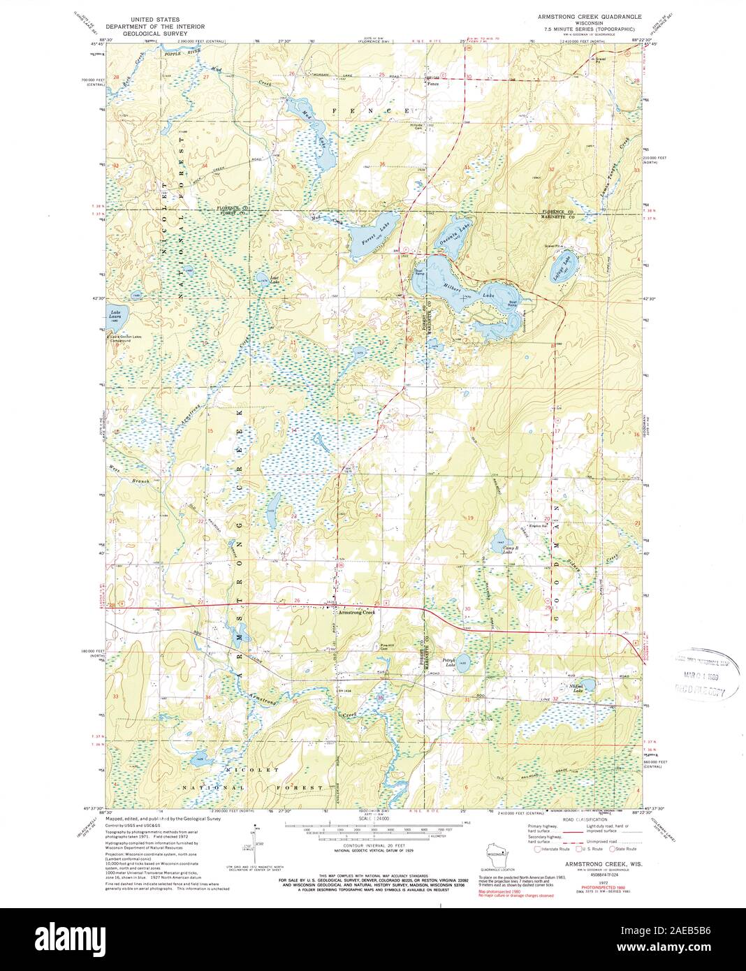 WI Armstrong Creek 800036 1972 24000 Restoration Stock Photo Alamy