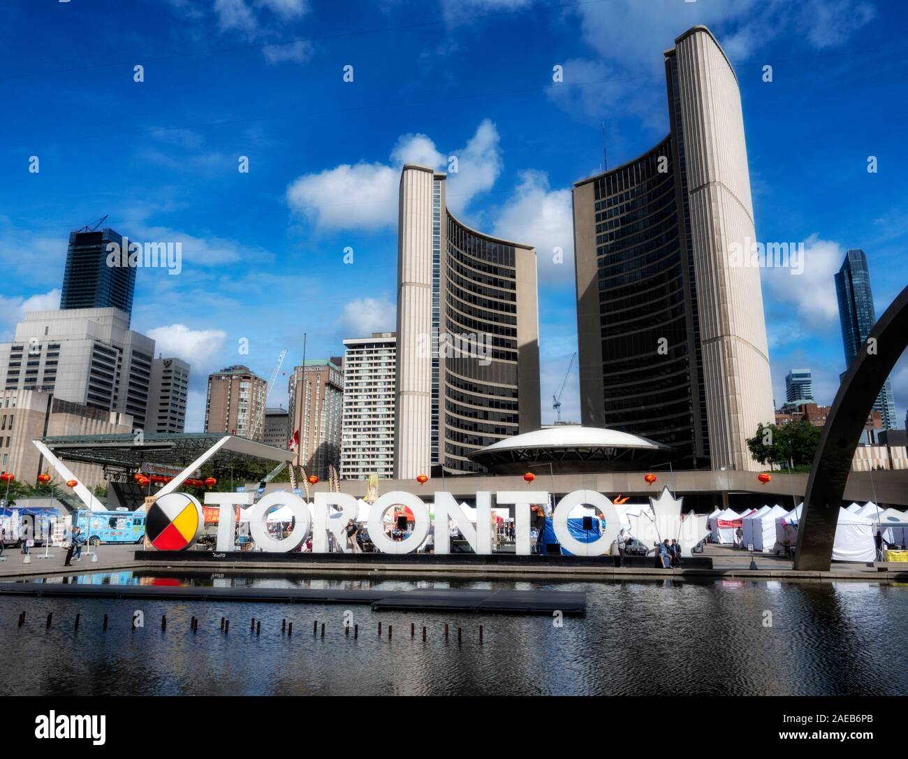 Toronto city hall, Canada, and Toronto Sign in the downtown area Stock Photo