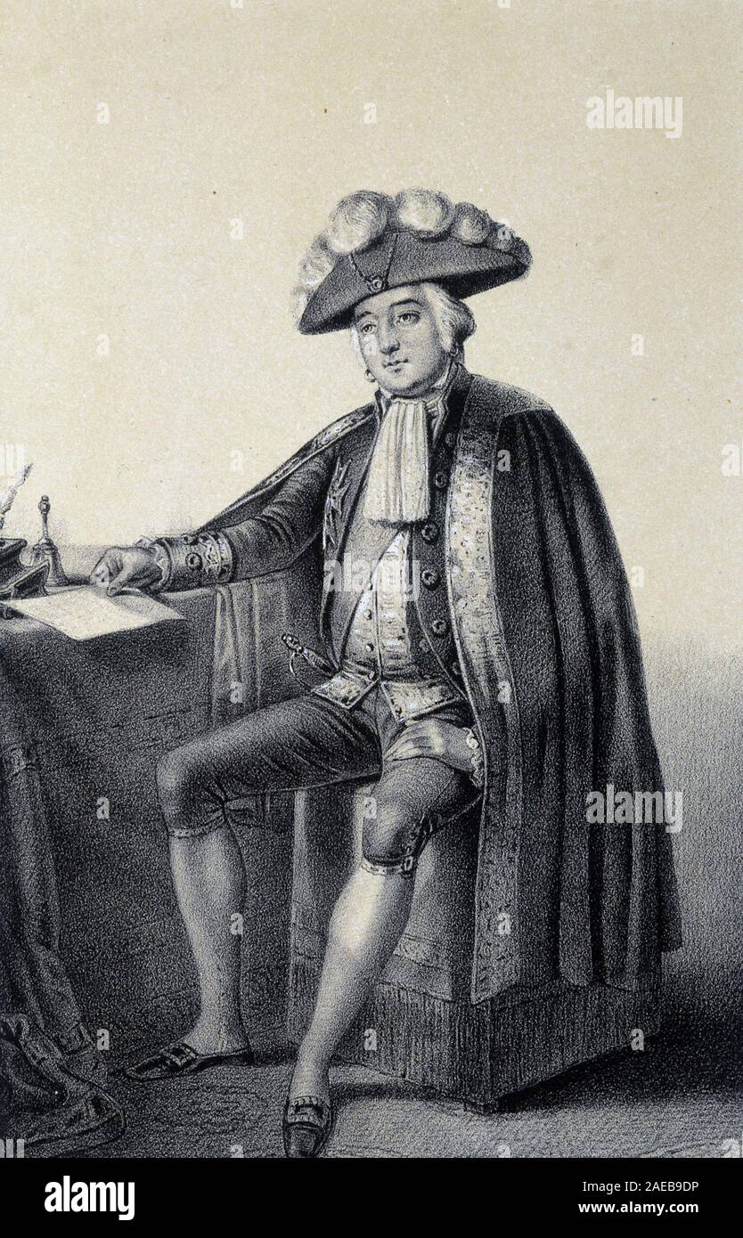 Portrait de Louis Philippe II Joseph, Duc d'Orleans et de Chartres, dit Philippe Egalite, (1747 - 1793). Homme politique francais. - in 'Galerie histo Stock Photo