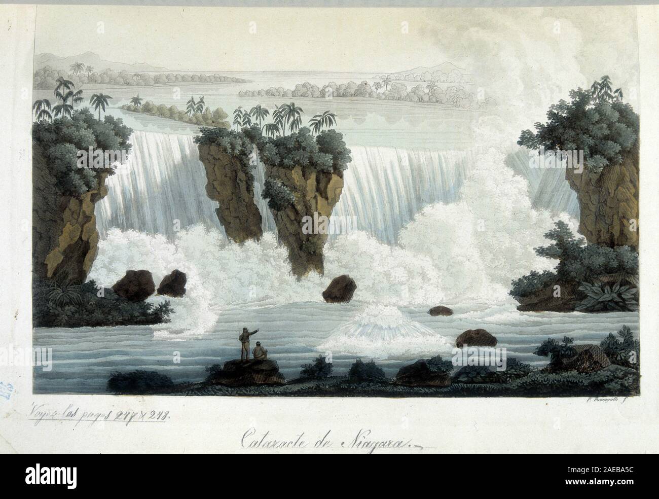 Les chutes du Niagara - in 'Le costume ancien et moderne', par le docteur Jules Ferrario, ed. Milan, 1819-1920 Stock Photo