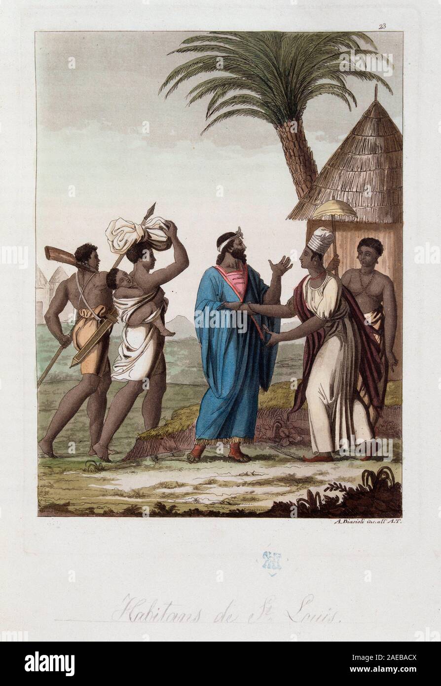 Habitants de Saint Louis du Senegal - in 'Le costume ancien et moderne' par Ferrario, ed Milan, 1819-20 ©/ Stock Photo