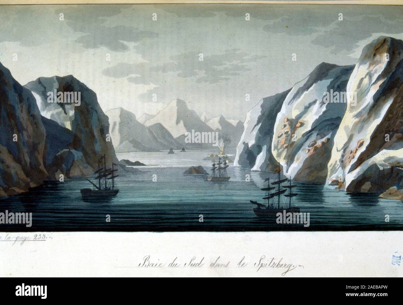 Baie du sud dans le Spitzberg, Norvge - in 'Le costume ancien et moderne' par Jules Ferrario, ed. Milan, 1819-1820 Stock Photo