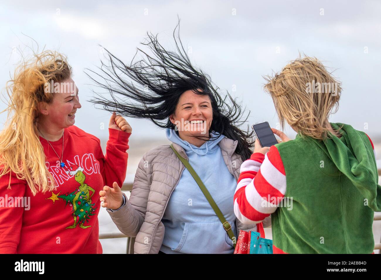 Blackpool, UK. 08th Dec, 2019. Glasgow girls Pam, Tracy & Leanne