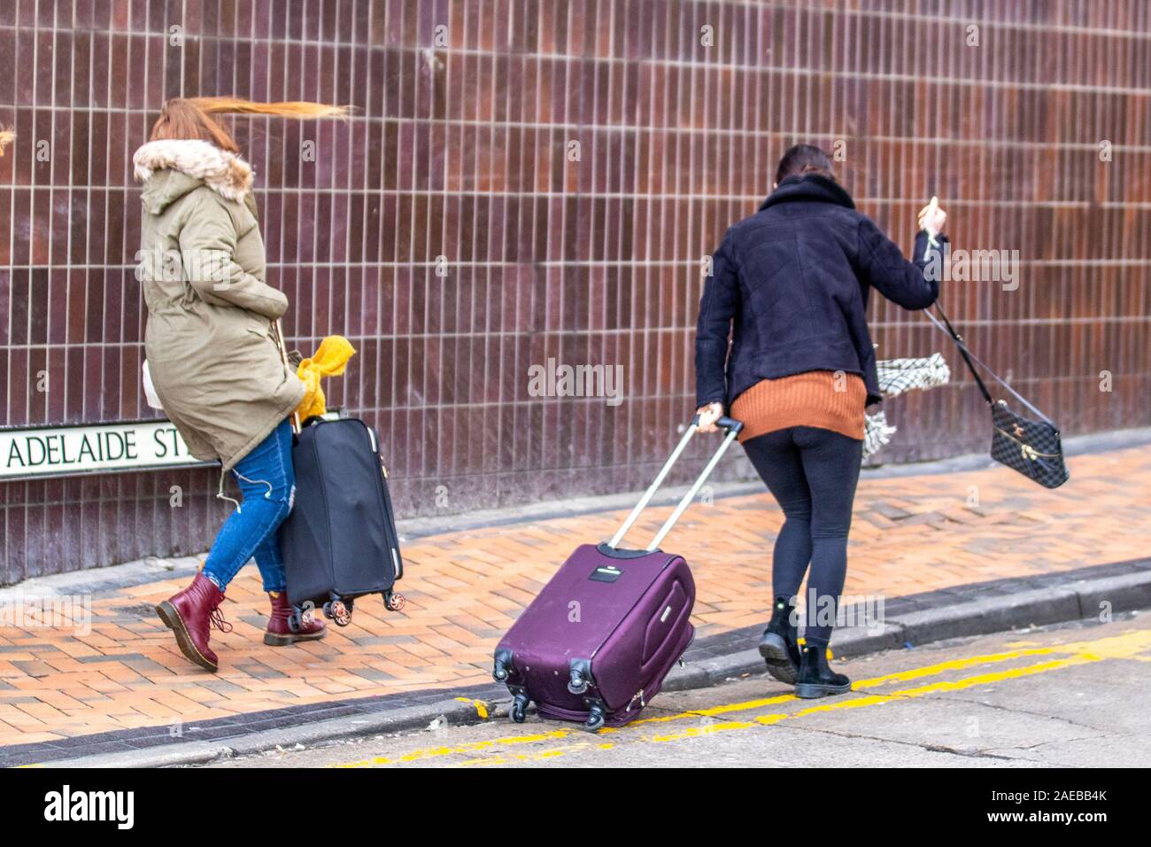 Blackpool, UK. 08th Dec, 2019. Wet and very windy start to the day in